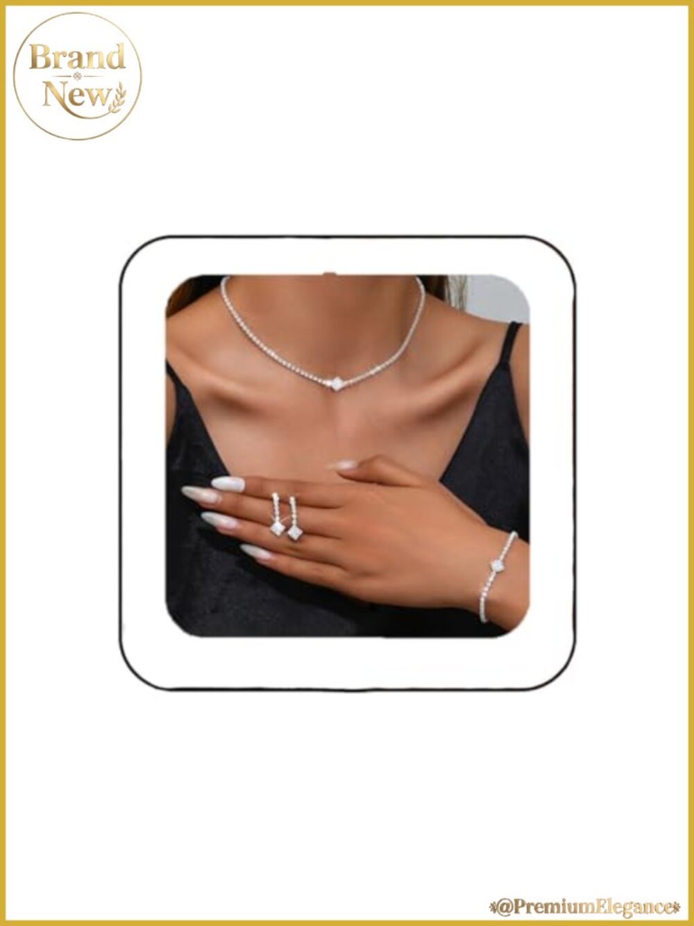 Silver Bridal Jewelry Set Sparkly Rhinestone Necklace Earrings Bracelet for